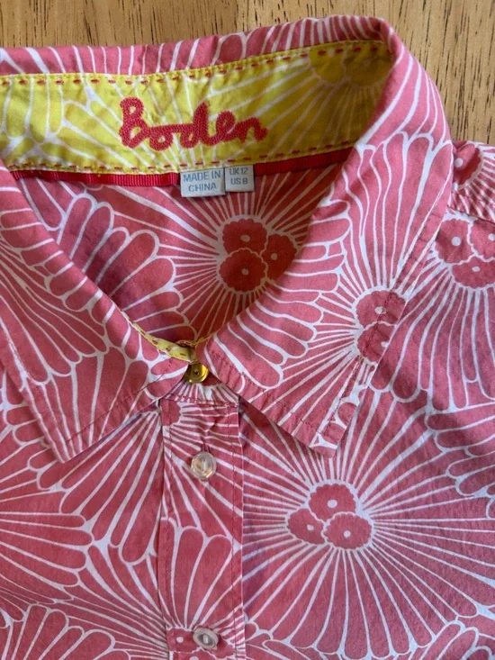 Boden The Classic Shirt Women's Pink Floral Printed Button Down Size 8 - Picture 3 of 8